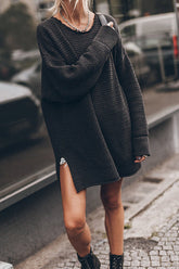 Everyday Beauty – Langärmliges Strickkleid mit Seitenschlitz – 3 Farben